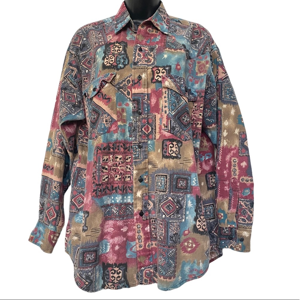 Vintage 90s Western Plains Shirt - size M